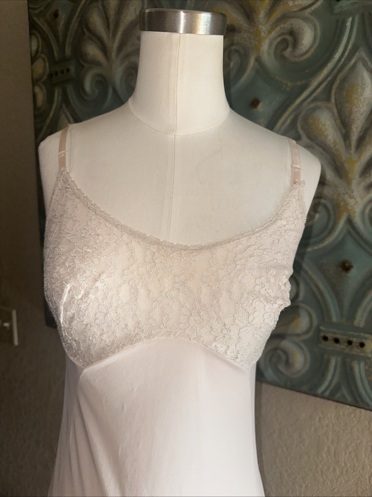 Vintage 60s Coquette Fairy Lingerie Pink Lace Slip Dress Size Small