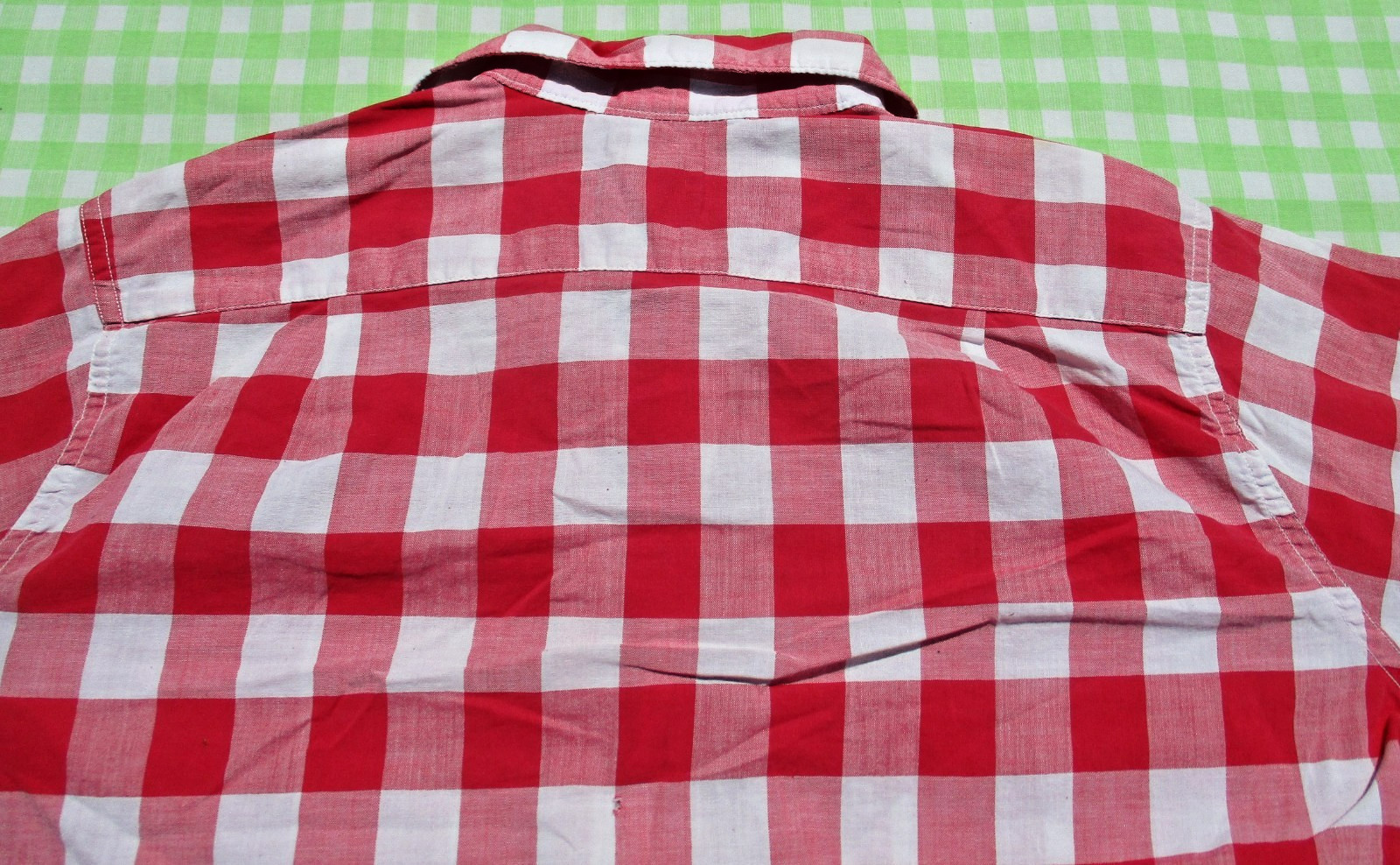 Vintage 50s Levi’s Short Horn Red White Checker Open Collar Western Loop Shirt