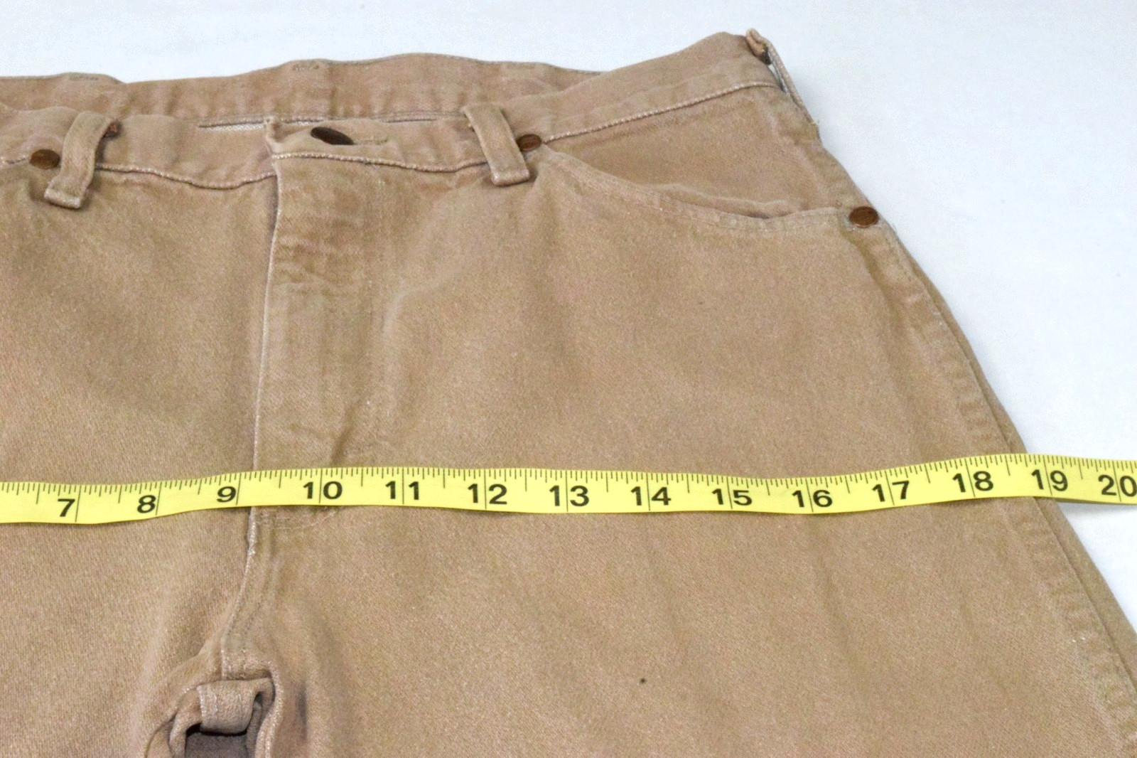 Vintage Wrangler Jeans W30 L33 80s Tan Riveted High Waist Straight Leg Made USA