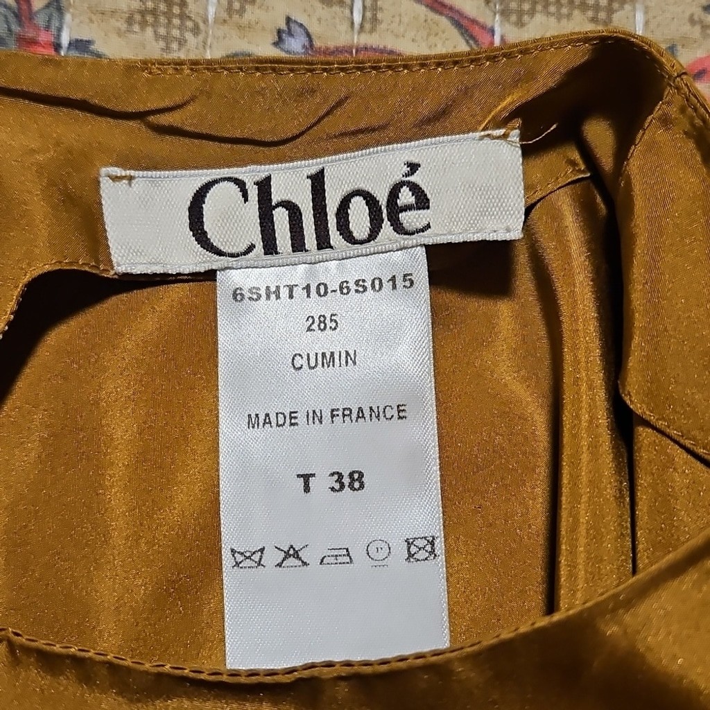 Vintage Chloé Ruffle-Sleeve Top – Mustard Gold Size 38 Made In France