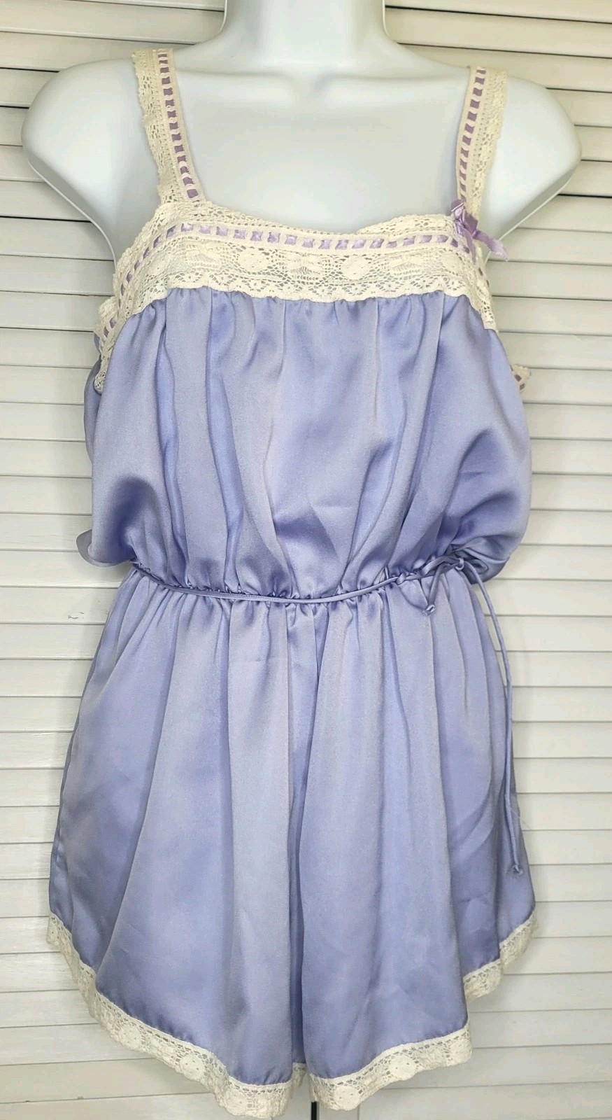 Vtg Lily of France Rosa Puleo-Szule Periwinkle Women’s Teddy Romper Playsuit MED