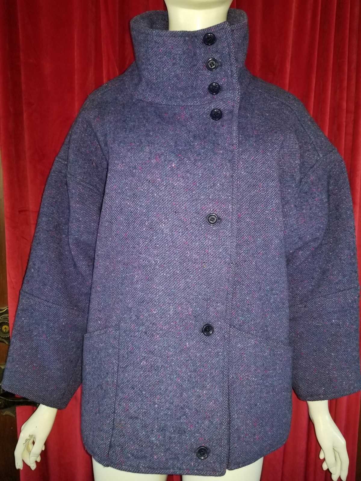 1960’s HOURIHAN Donegal Tweed Pure Wool Womens Vintage Coat Purple Ireland 14