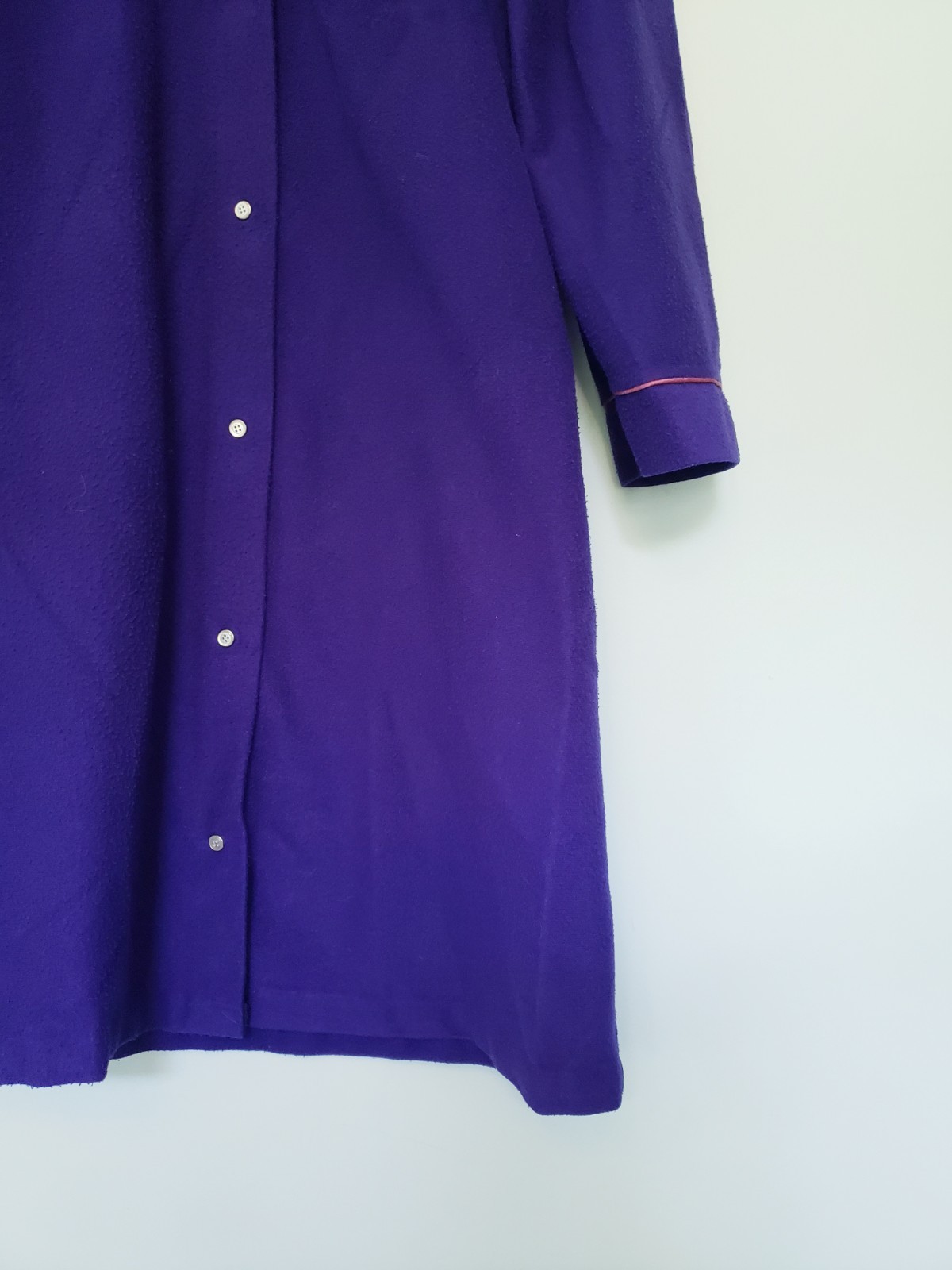 VTG Carriage Court Women S Granny Fleece Robe Gown Purple Floral Lace Snap Front