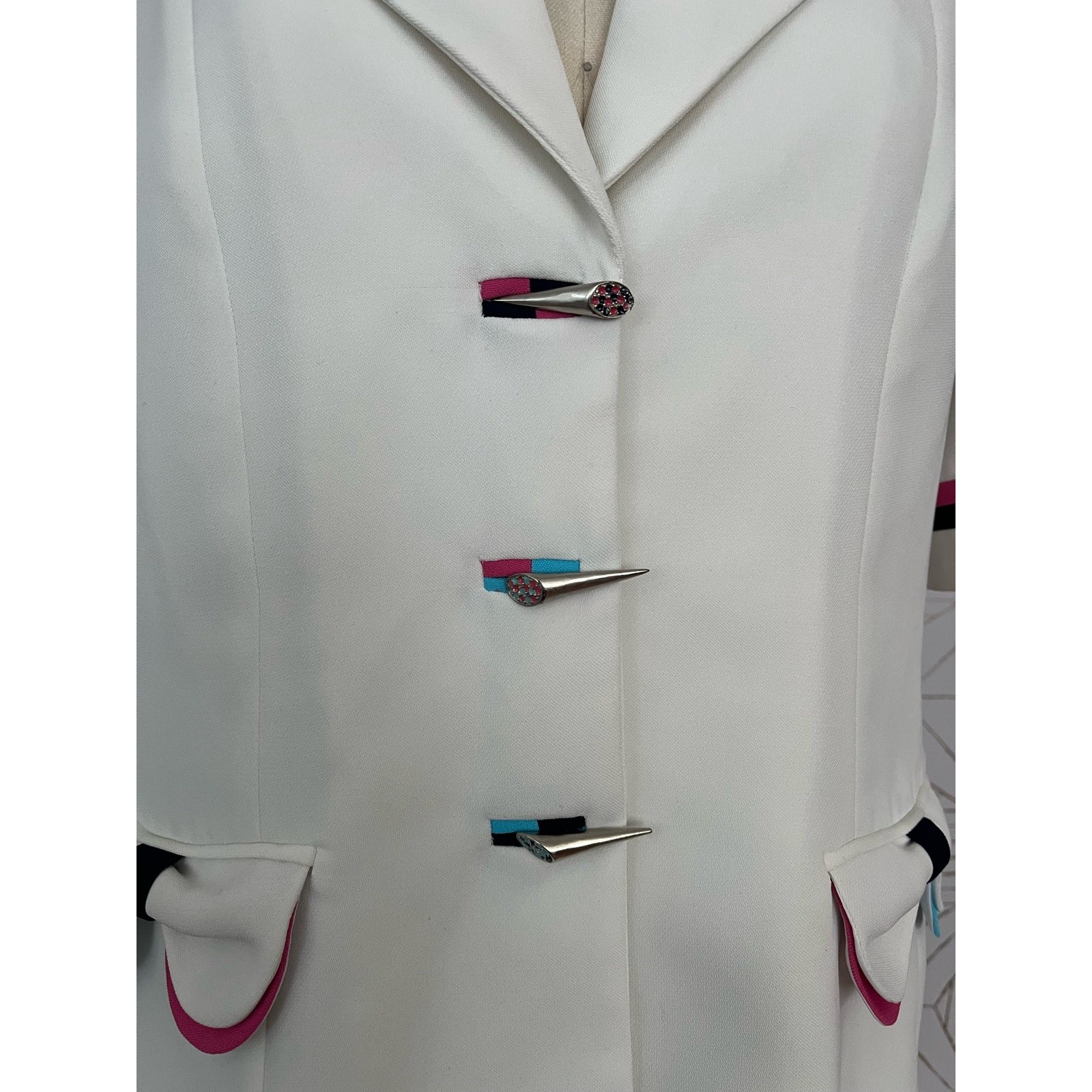 Vintage 80s Blazer colorful trim buttons Hana Class Made in Egypt 42 EU 6 US