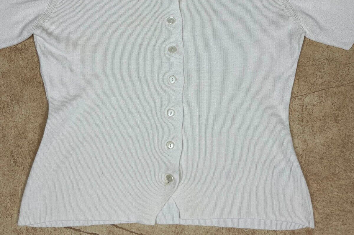 Vintage 90’s Y2K Yarnworks White Coquette Top w/ Patterned Collar