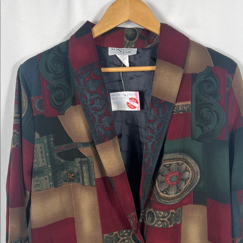 Vintage 90’s KENSINGTON SQUARE Women’s Multicolor Blazer Medium Short Sleeve Tag
