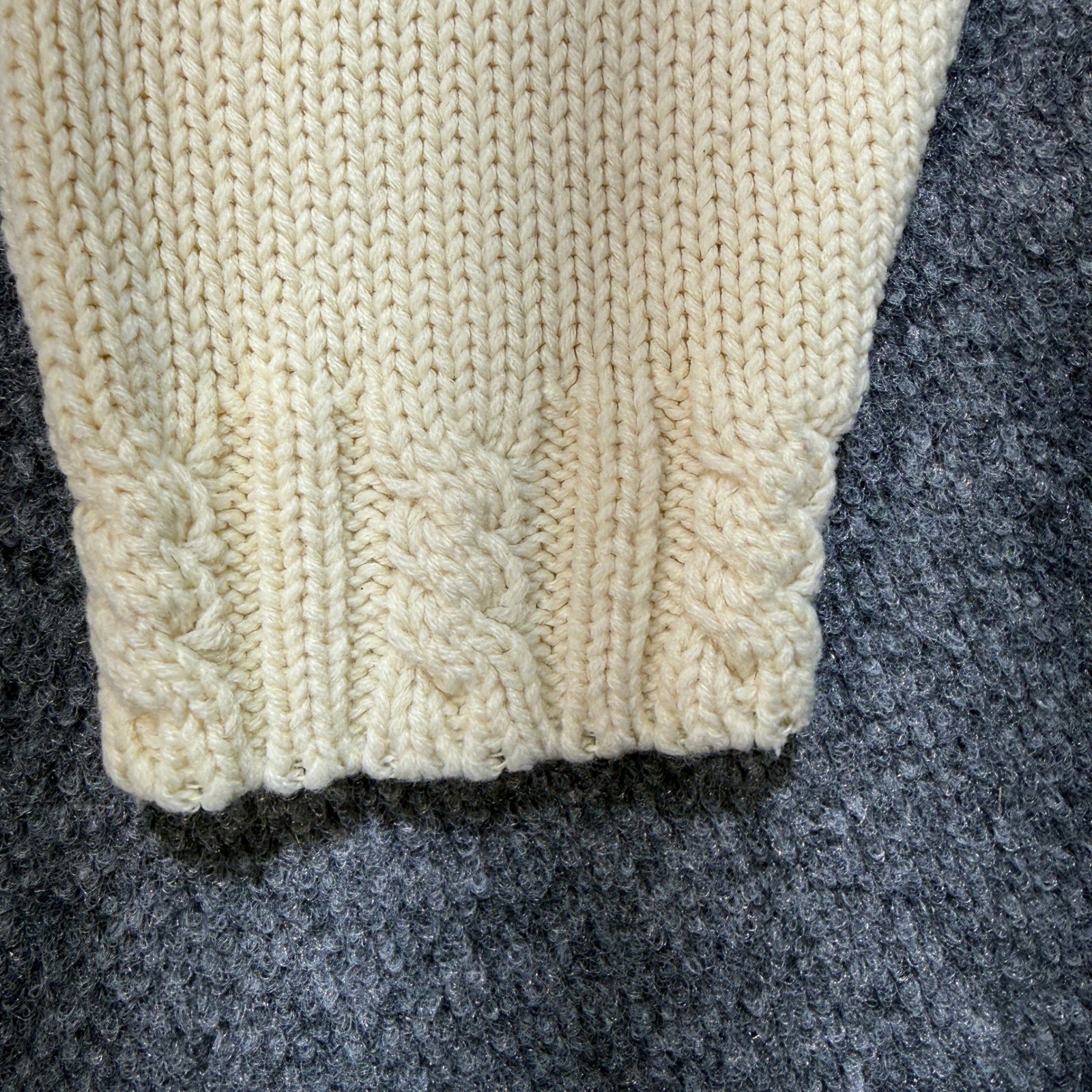 Ship n Shore Sport Cable Knit Sweater Womens Large Ivory Fisherman Vintage 90’s