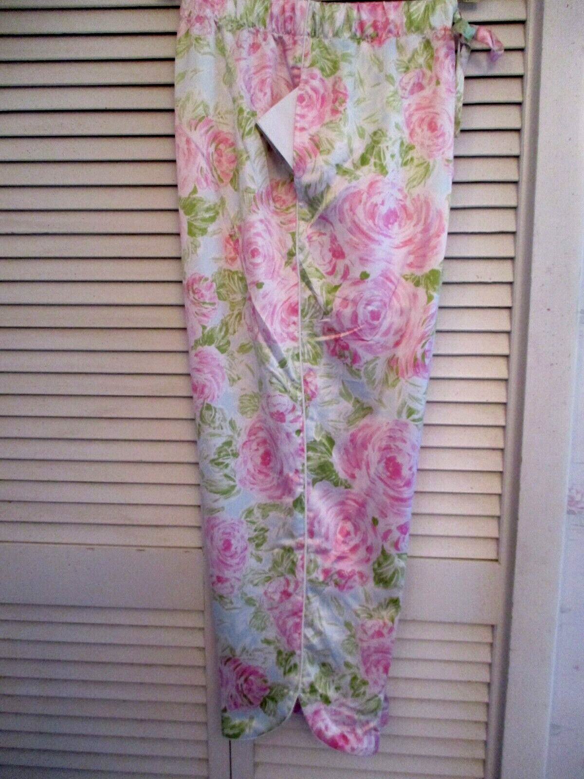 CABERNET 2PC PJ SET SHORT SLVE CROPPED PANTS SILKY SATIN PINK ROSE POLY XL NEW
