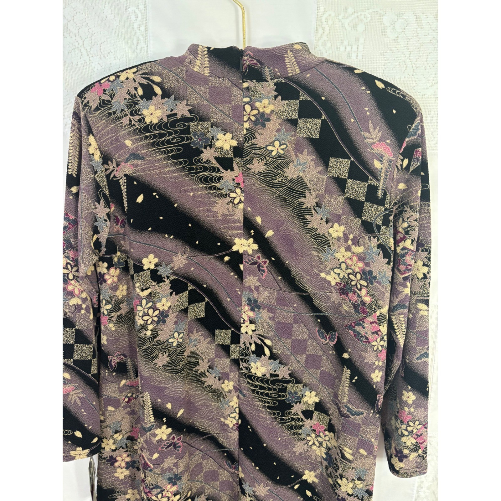 VTG NWT Asian Inspired Black Butterfly Artsy Cheongsam Mini Dress Size L