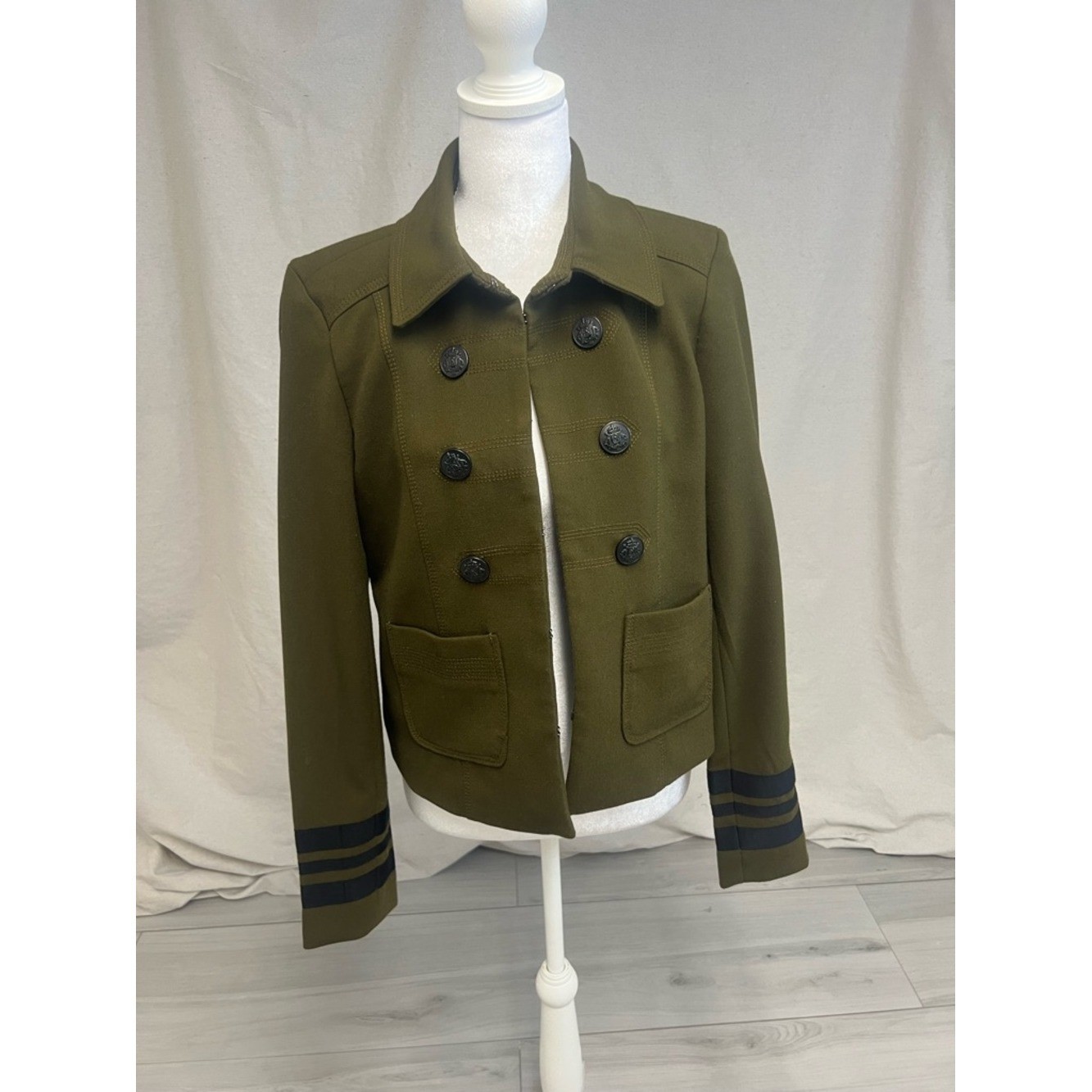 LOFT Olive Green Military Academia Coat Blazer Sz 6 Tailored Vintage Festival