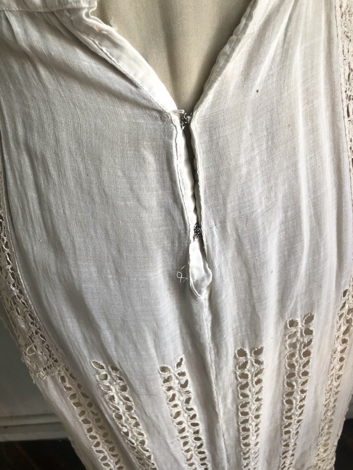 Ivory Edwardian Cotton Mixed Lace Lingerie Day Dress