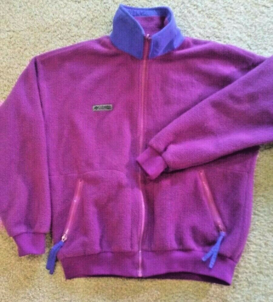 Vintage Womens Large Columbia Plum Purple Color Block Radial Jacket Sz USA