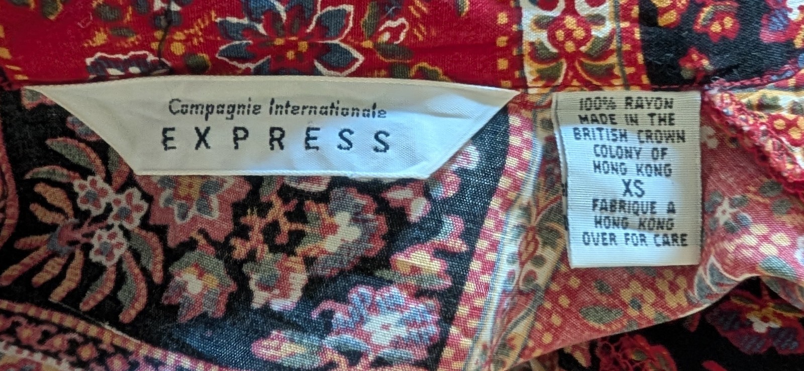 Vintage Compagnie Internationale Express Floral Blouse Oversized Loop Collar XS