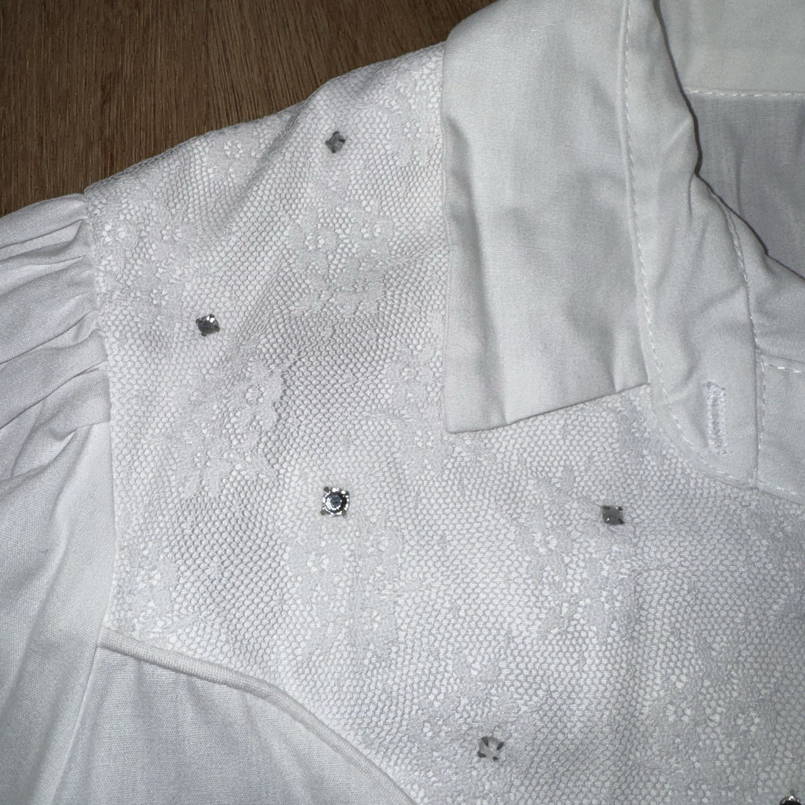 Vtg 70s Jeri Bee Prairie Shirt Lace Western Rockabilly Hippie Boho NOS Womens XL