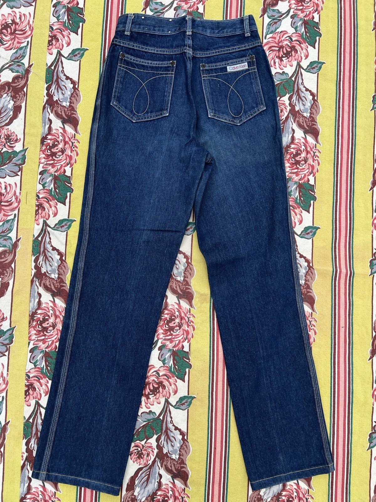 Vintage 80s Calvin Klein Jeans Dark Wash High Rise Straight Leg Fitted Narrow
