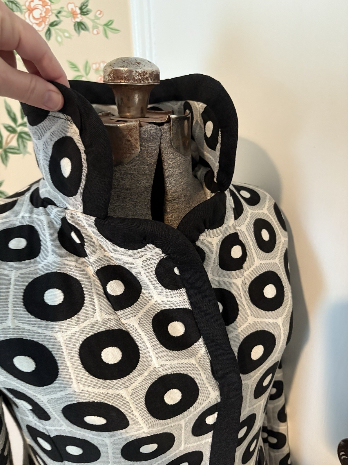 Vintage Ole Borden Rembrandt Black White Pop MCM Fit Flare Dress 60’s M L Polka