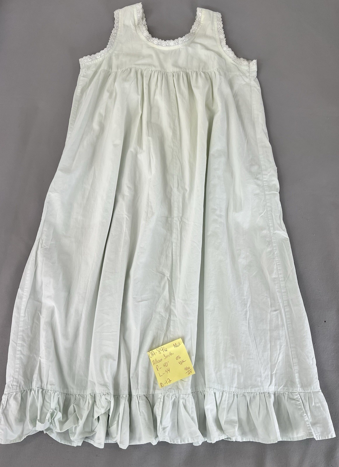 VTG Allison Smith Nightgown Womens Medium Green 100% Cotton Victorian Y2K