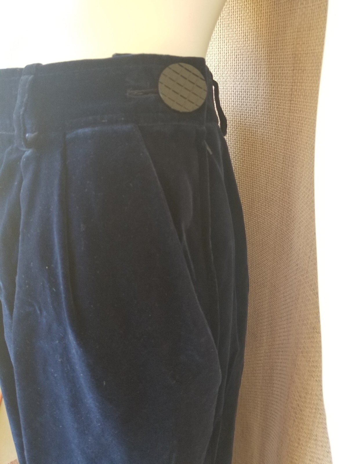 1980’s YVES SAINT LAURENT RIVE GAUCHE Blue Velvet trousers Womens Vintage Pants