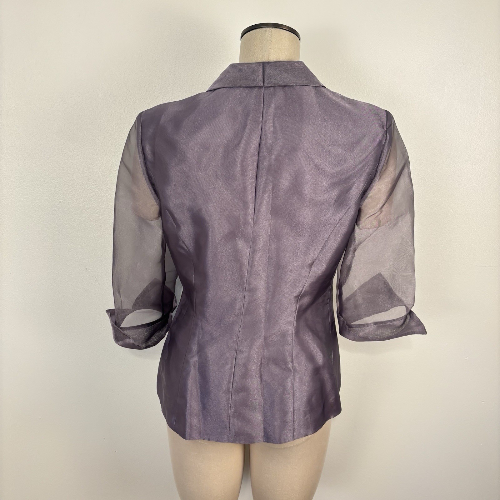 VTG Alex Evenings Purple Rose Metallic Iridescent Cocktail Evening Jacket Sz M