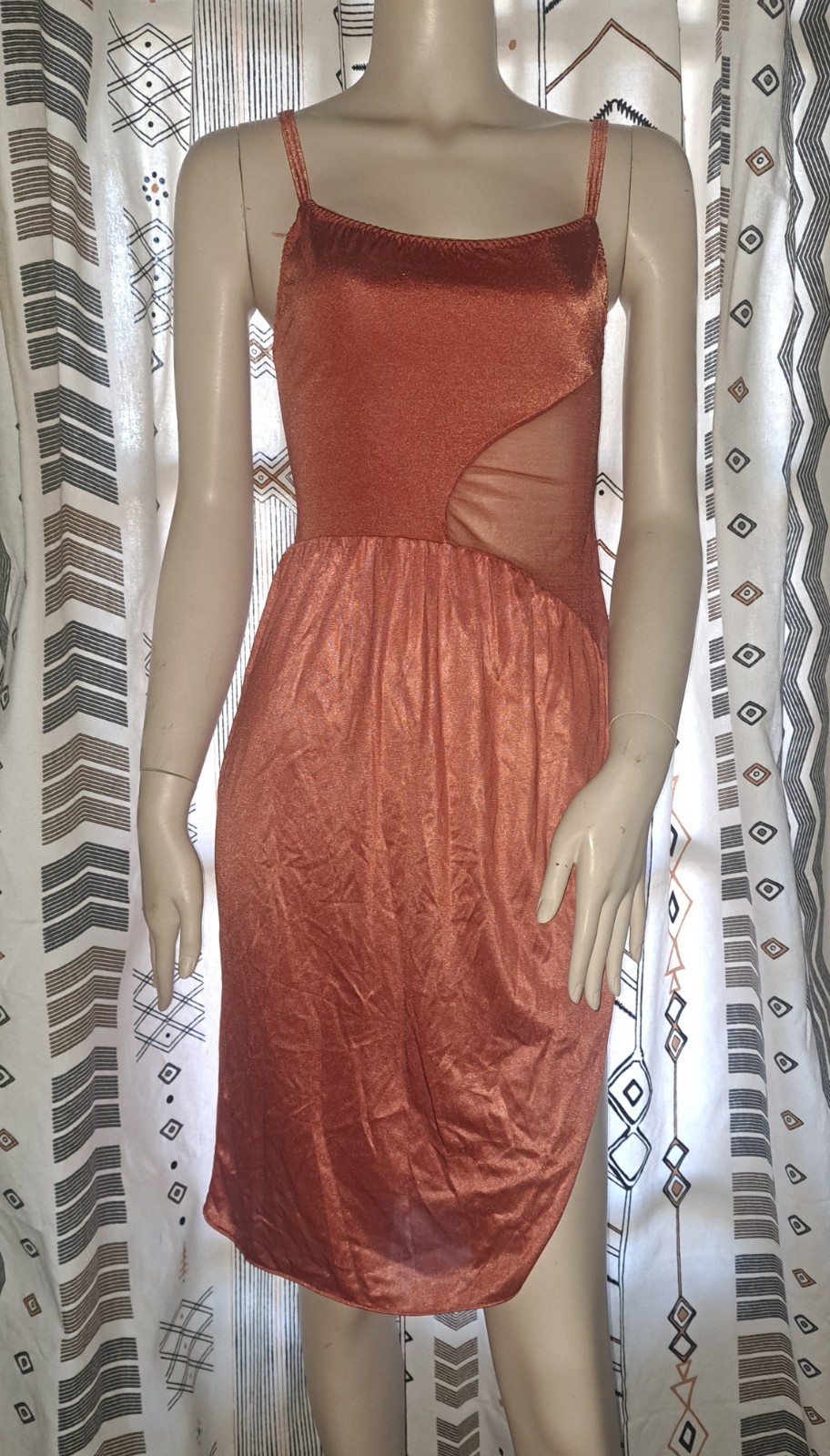 Vtg Vassarette Sheer Beginning Gown Dress 36 Coral Orange 70s Ballerinacore