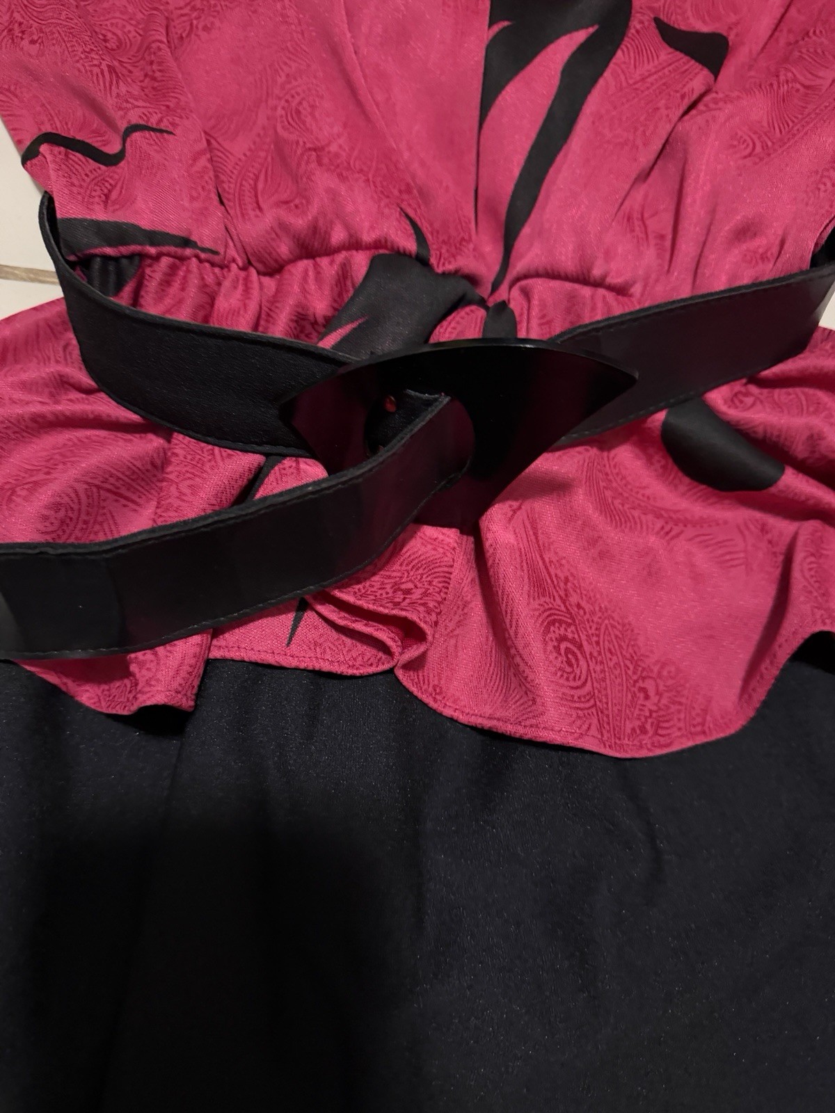 Sally Lou magenta dress Vintage 80s With Belt Size 10