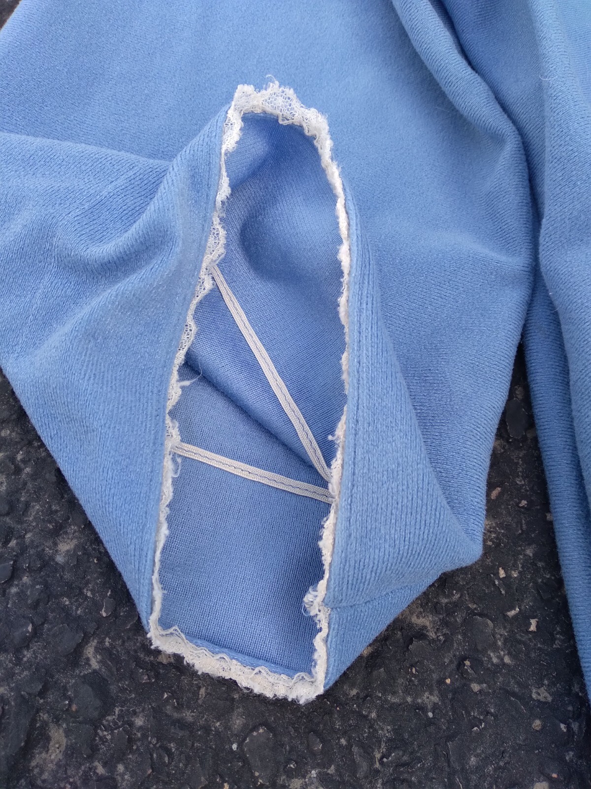 Vintage Tiffany Night Gown Loungewear Medium Blue Lace Sleep Wear Pockets