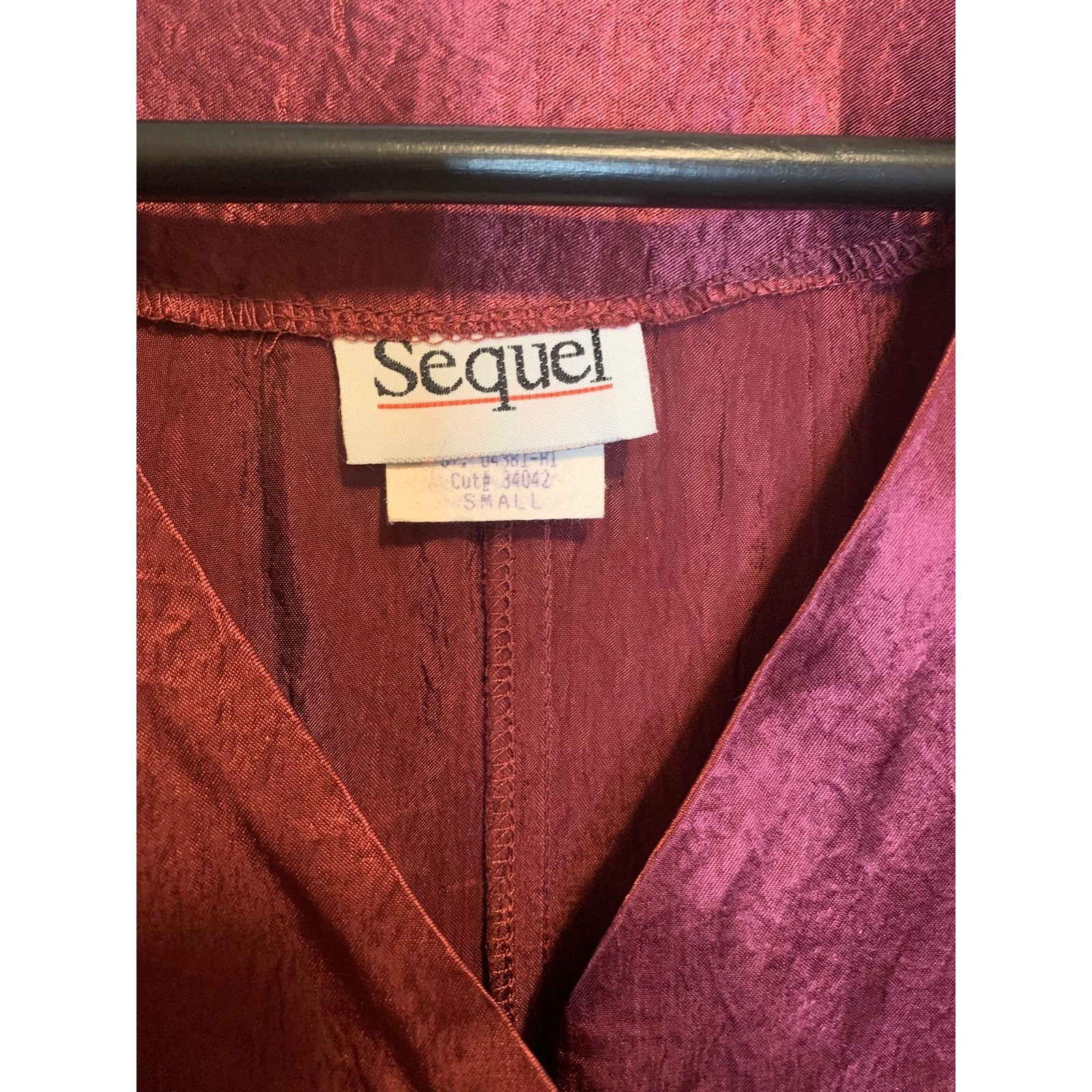 Vintage 80s Sequel Burgundy Button Front Tunic Top S/M