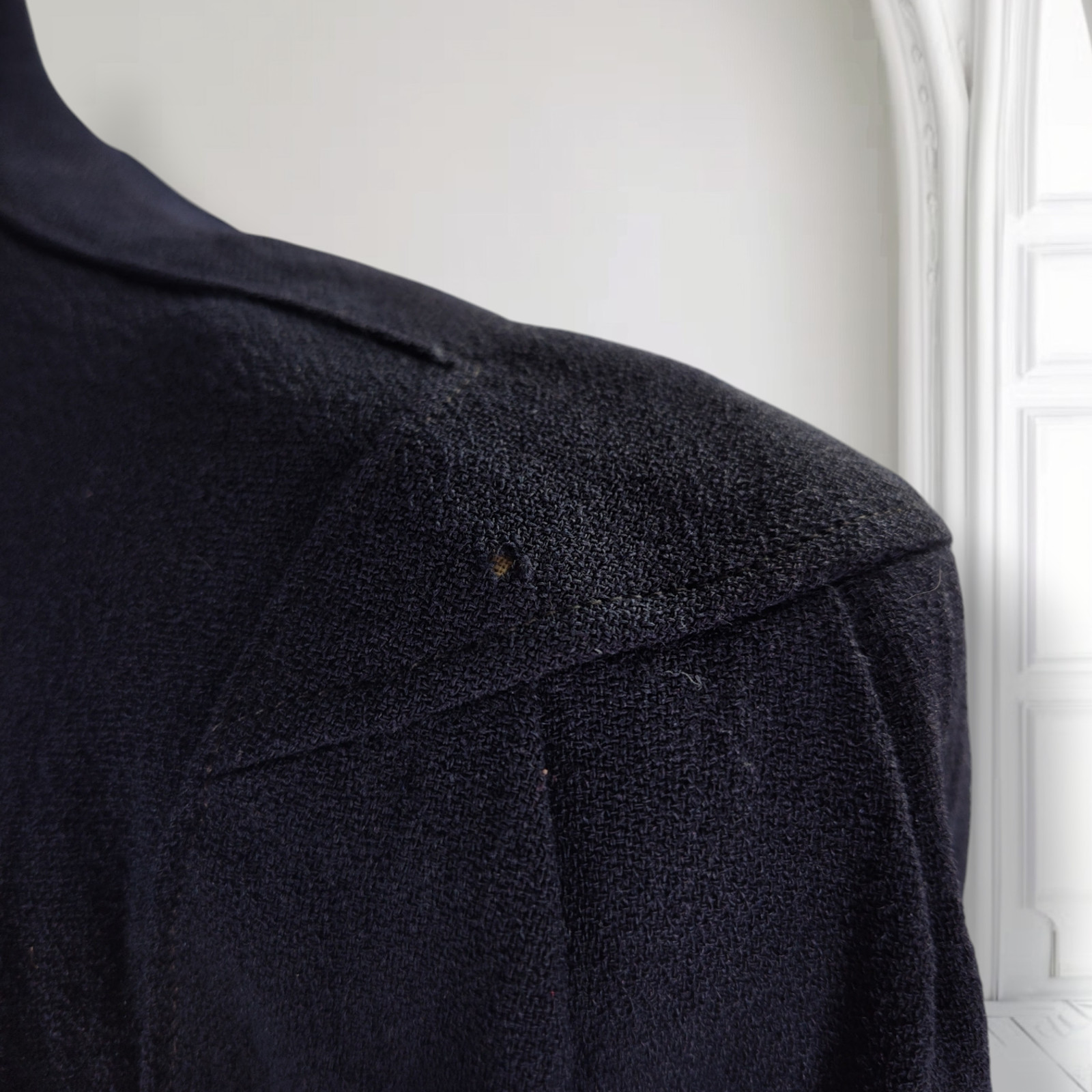 Vintage 1940s Midnight Blue Wool Crepe Gothic Cape Cloak Arm Slits Dark Academia