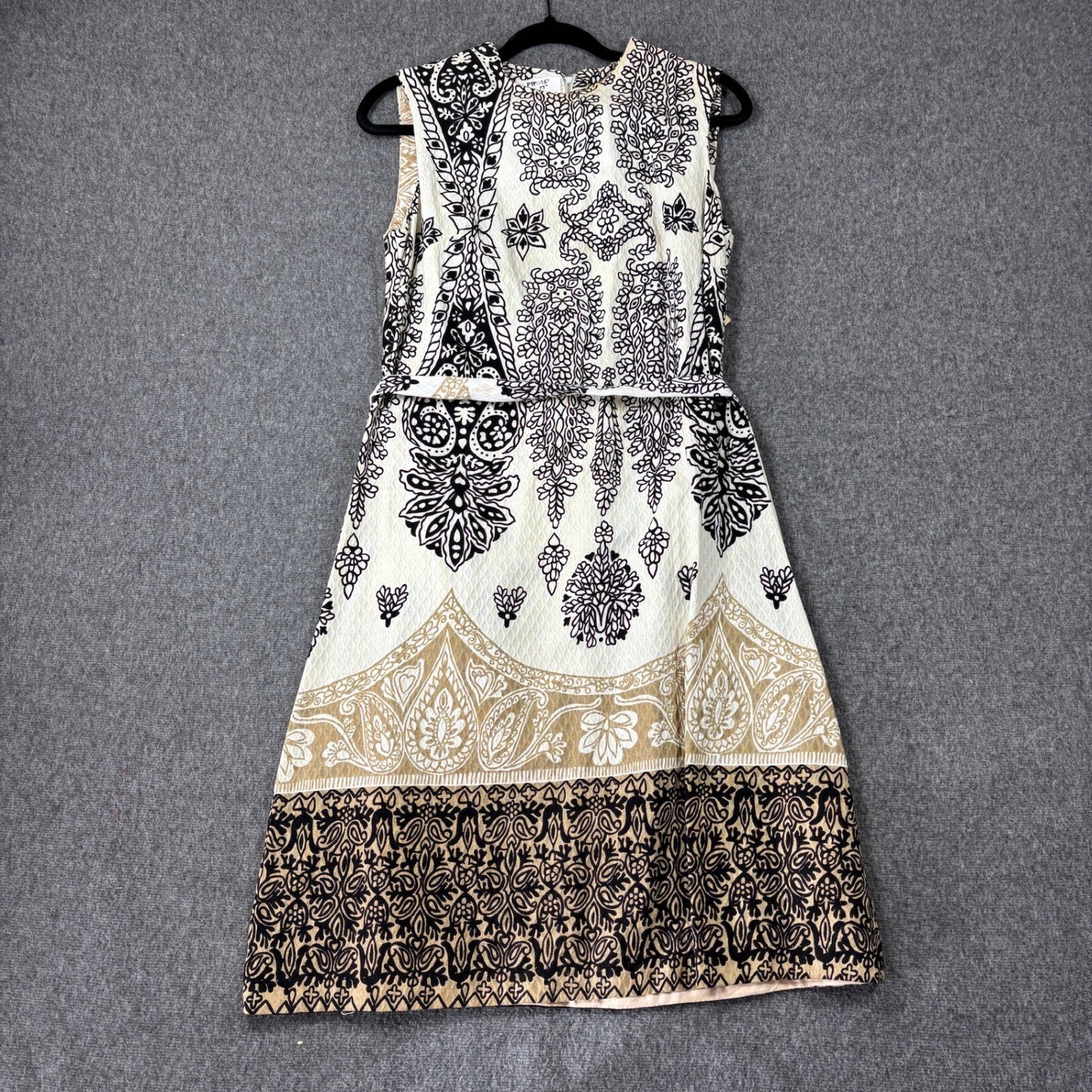 NWT Vintage Woodward & Lothrop Paisley Damask Print Sleeveless Midi Dress 14