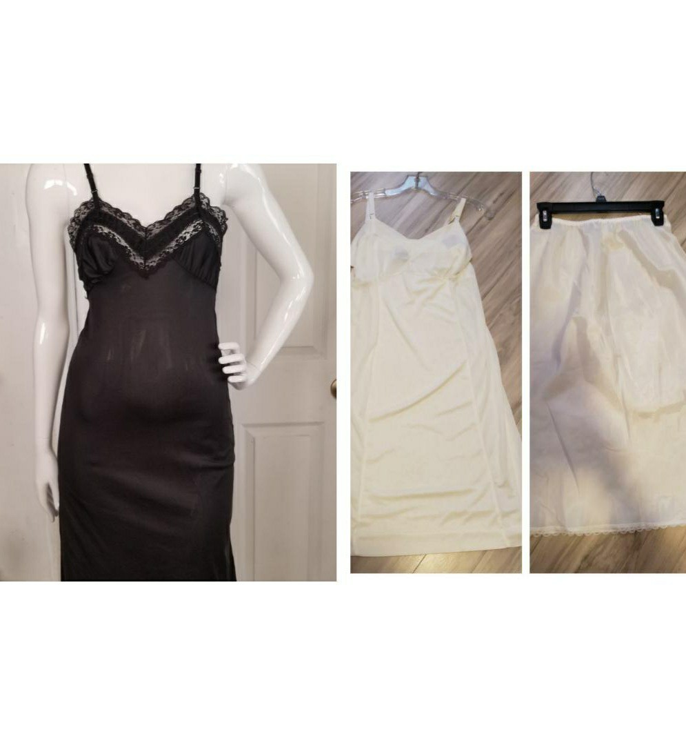 Lot Of 3 Vintage Lingerie 2 Full Slips 1 Half Slip