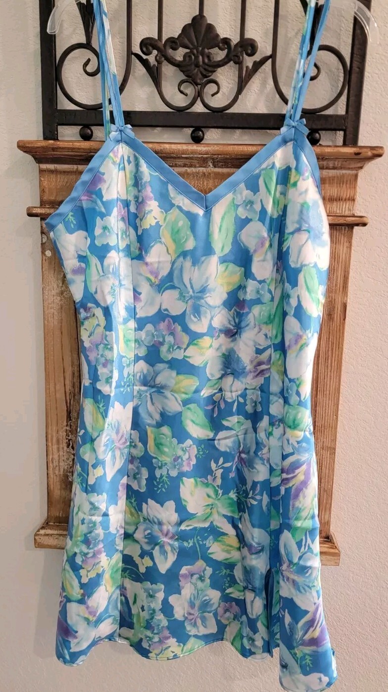 Nightgown Delicates Blue Floral Size L Polyester
