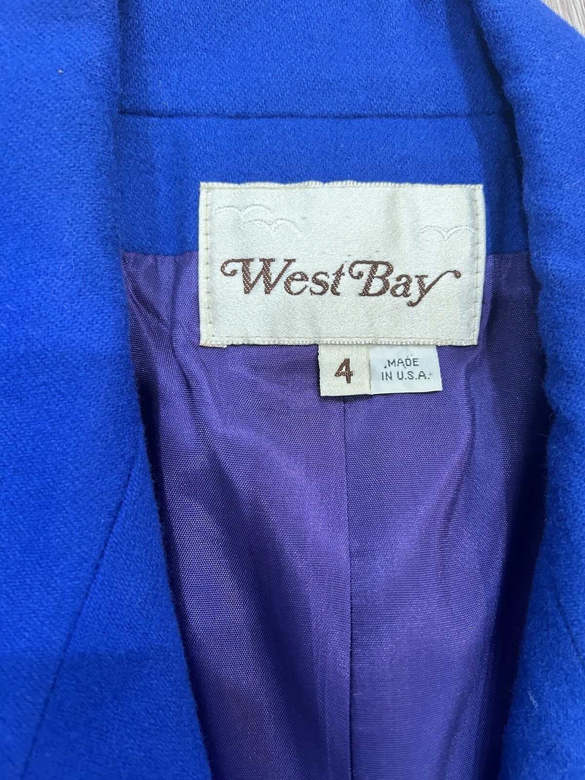 AMAZING Vtg 1960s West Bay Blue 100% Pure Wool Blend 2 PC SKIRT SUIT Sz 4