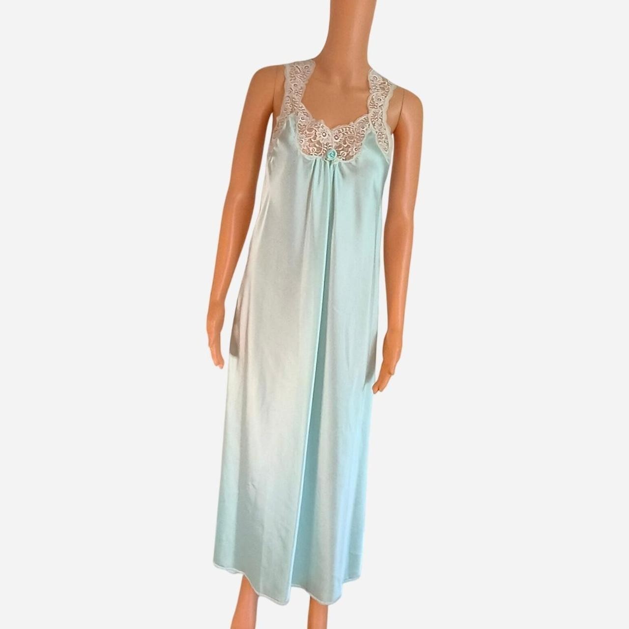 Vintage Christian Dior Paris Lingerie Seafoam Satin Lace Nightgown Sz S – Wear