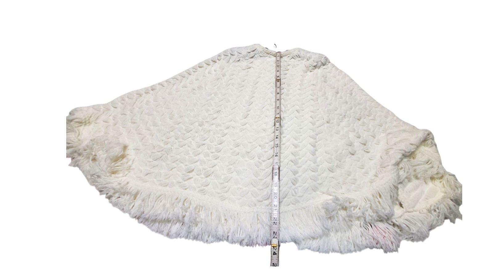 Vtg Fringed Sweater Poncho Cape Women’s OS Acrylic Knit Shawl With Arm Holes