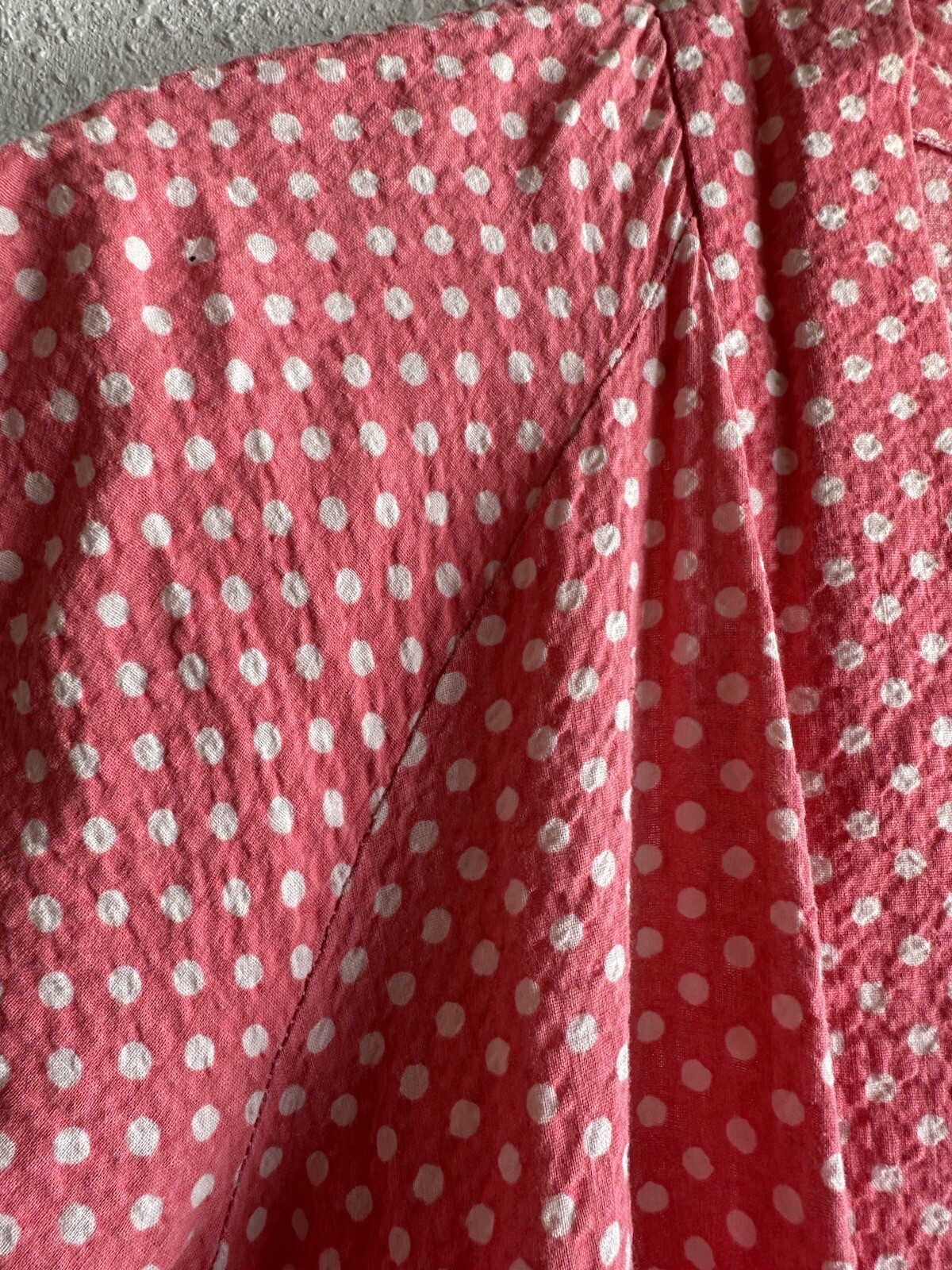 Vintage A Royal Robe Salmon Pink & White Polka Dot Pocketed Belted Robe Size M
