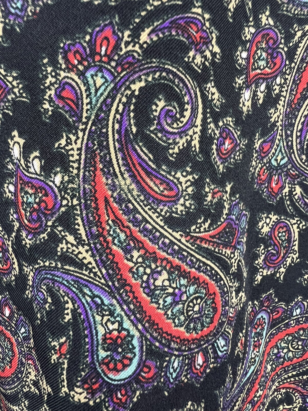 VTG 1970’s Rhoda Lee Polyester Neck Tie Blouse 12 Paisley Ruffles Dark Academia