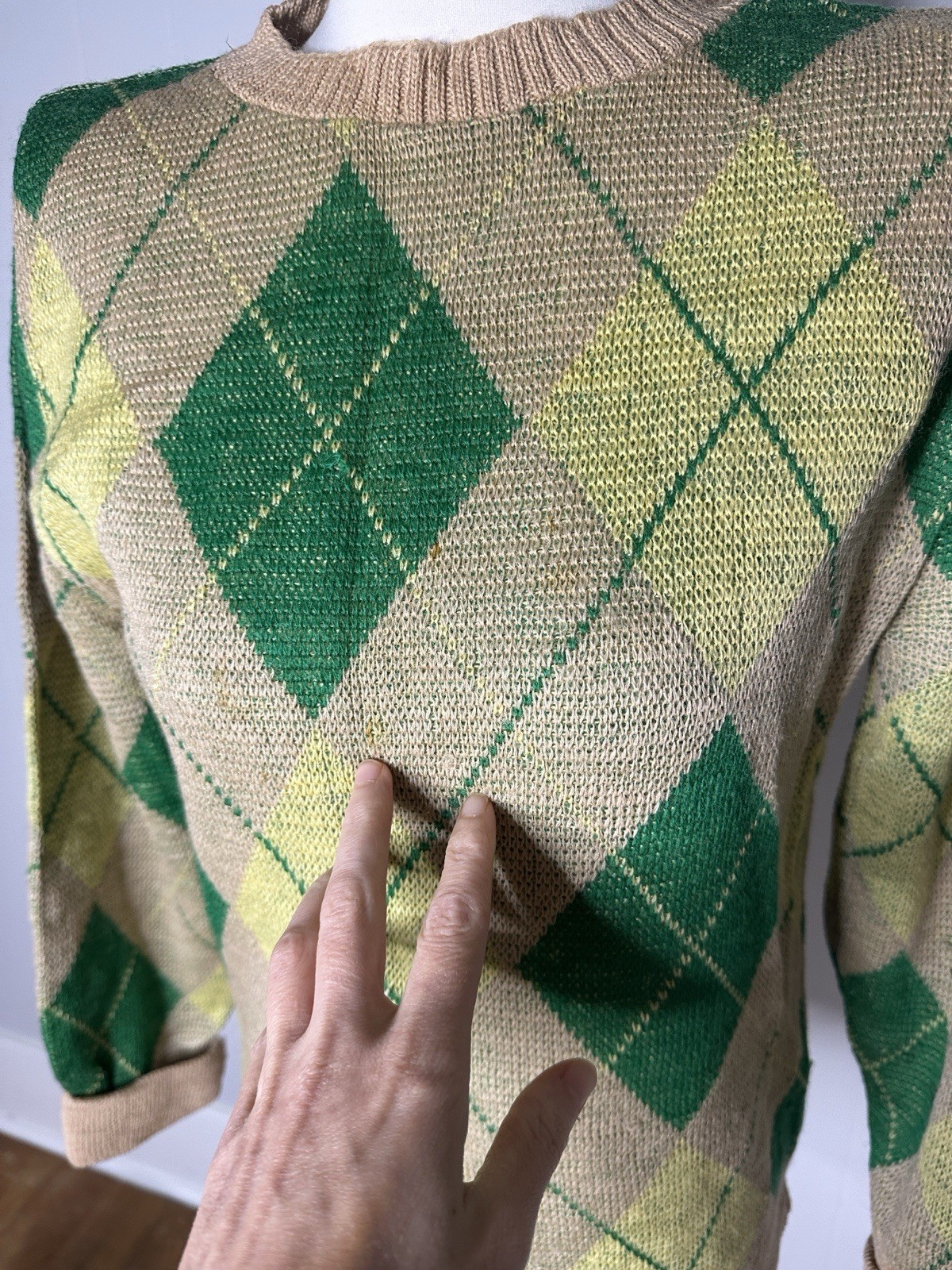 1930s Argyle Wool Knit Sweater By Regina Gems