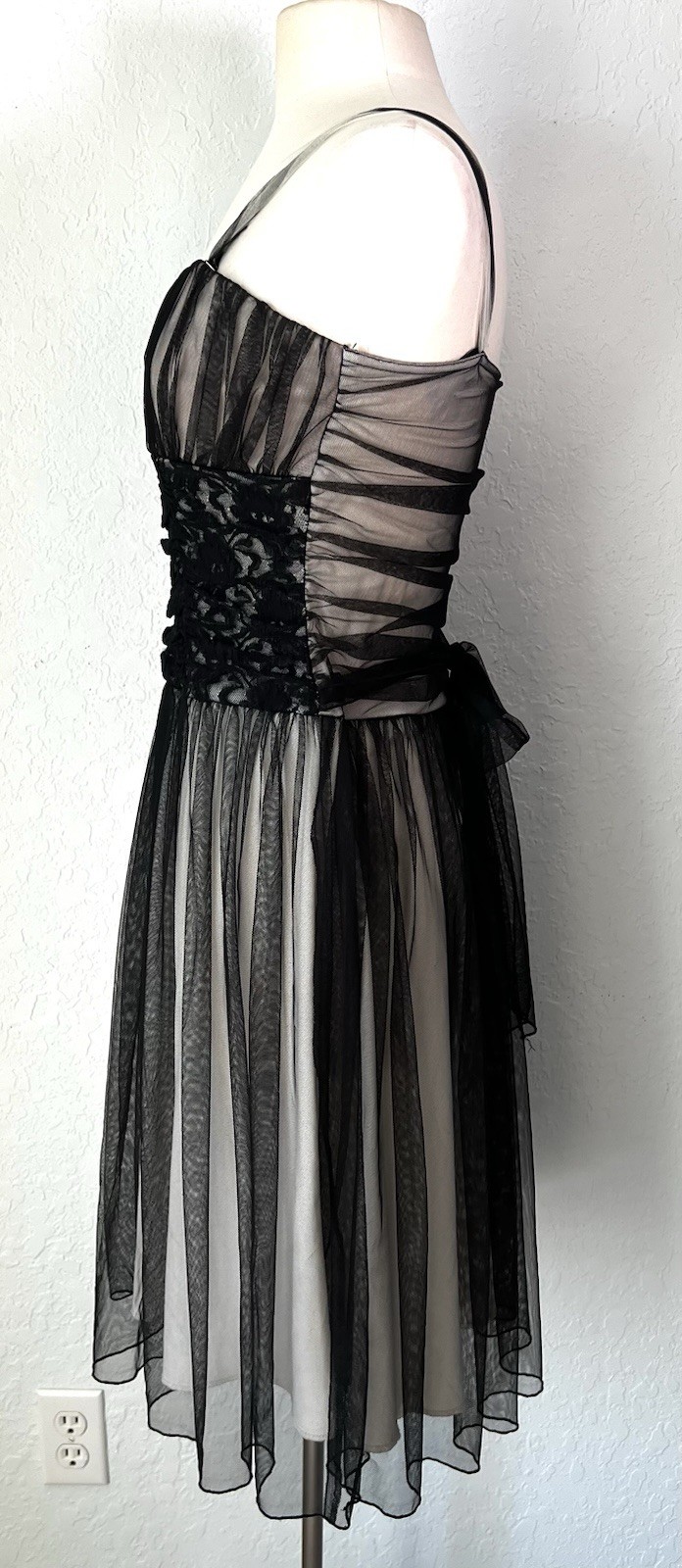 VTG Fairy Goth Witchy Whimsigoth Dark Boho Sheer Lace Dress L Black Made In USA