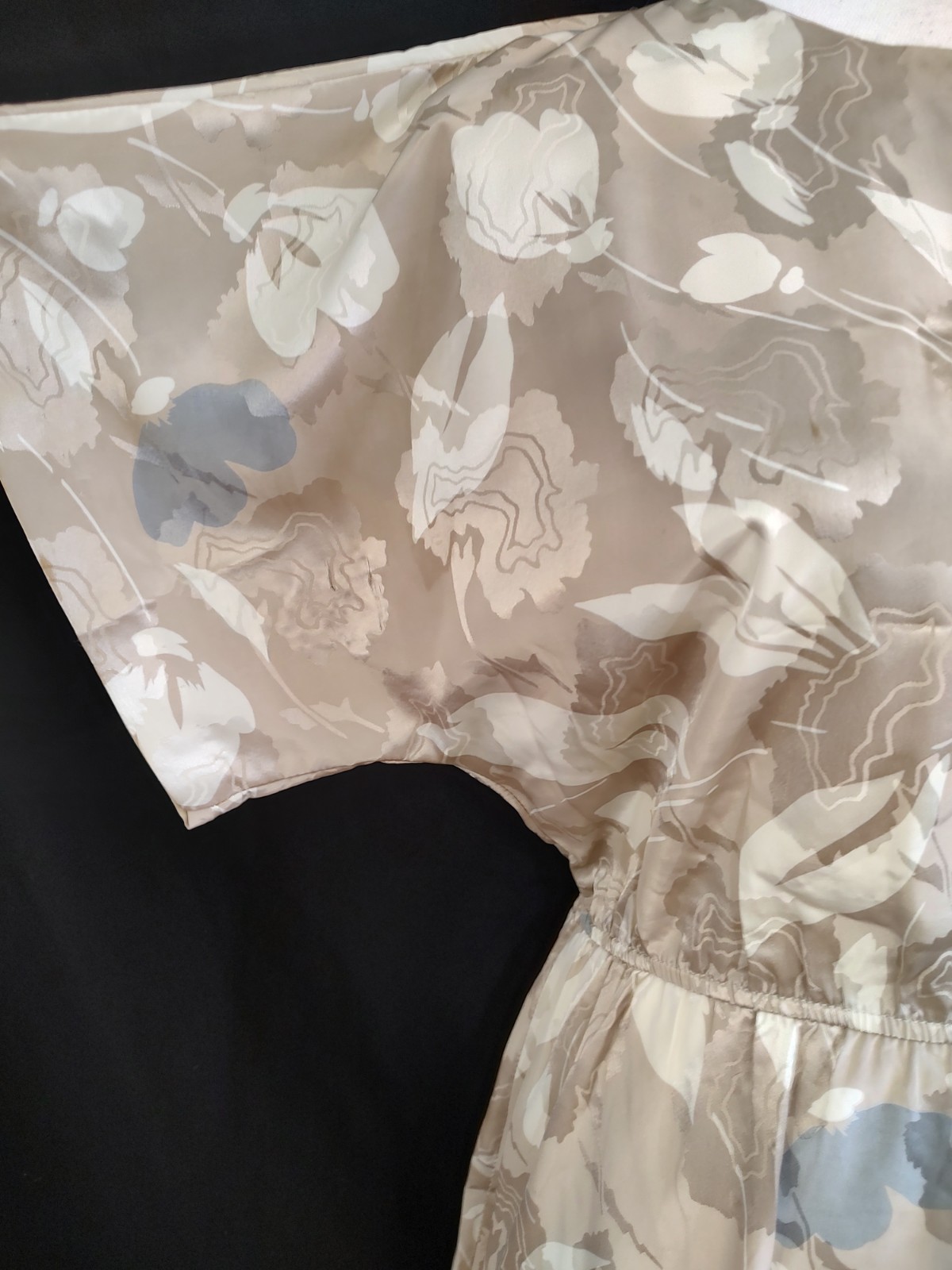 80s Vintage Dress Pellini Petites by Von Branlett Silky Poly Floral Office 7/8 P
