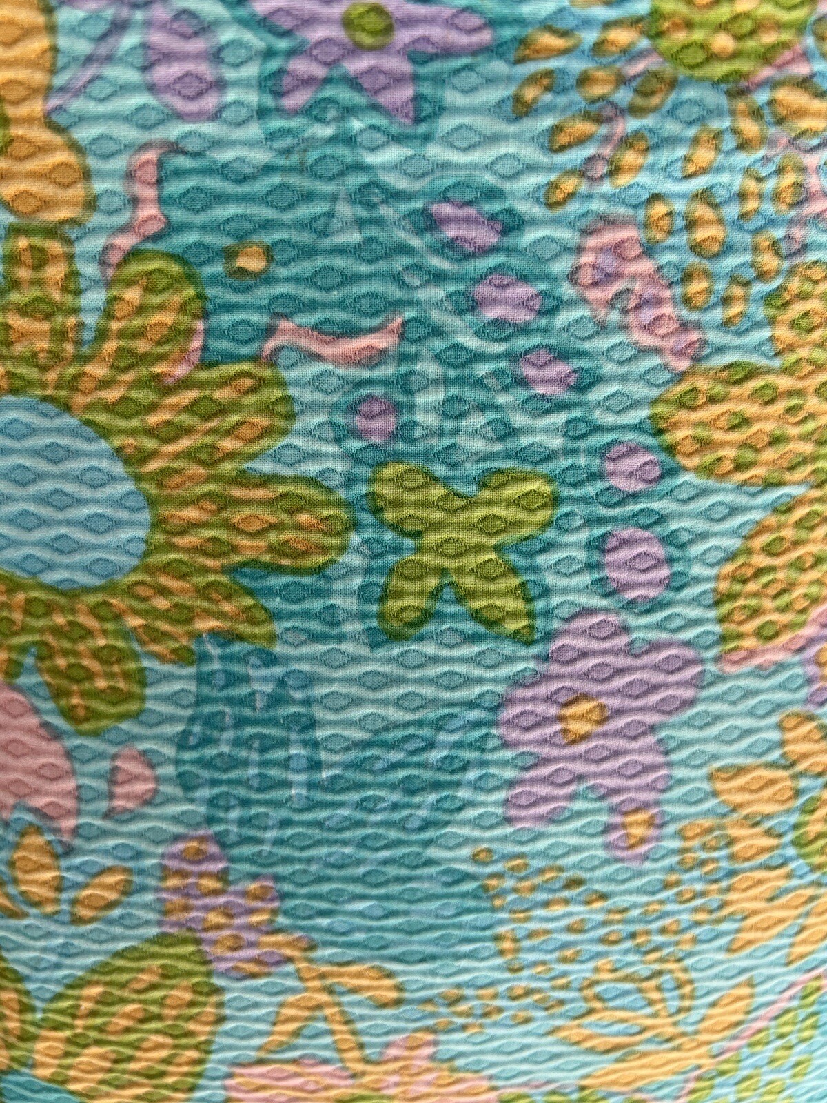 VTG 1960’s Green Pink Orange Damask Floral Shabby Chic Sun Mini Dress S M GREAT