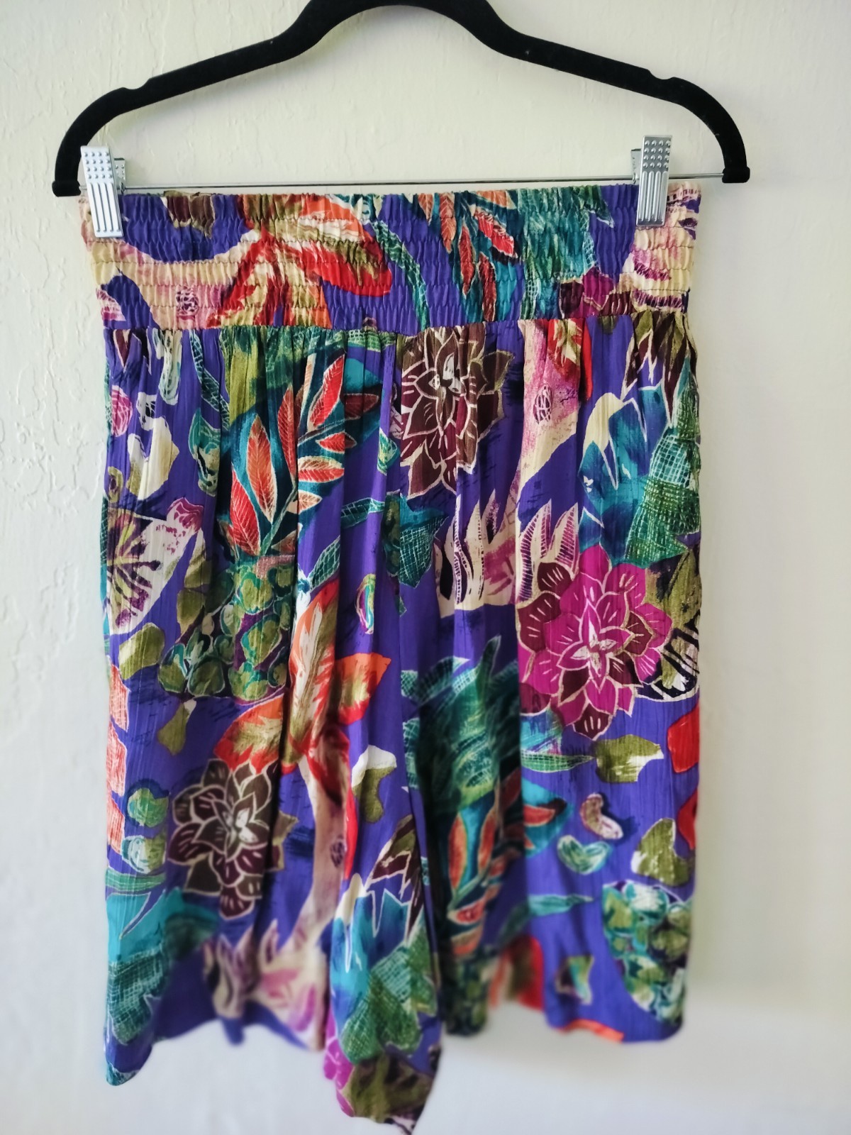 Vintage 90s Options Melrose Tropical Floral Culottes Shorts High Rise Purple M