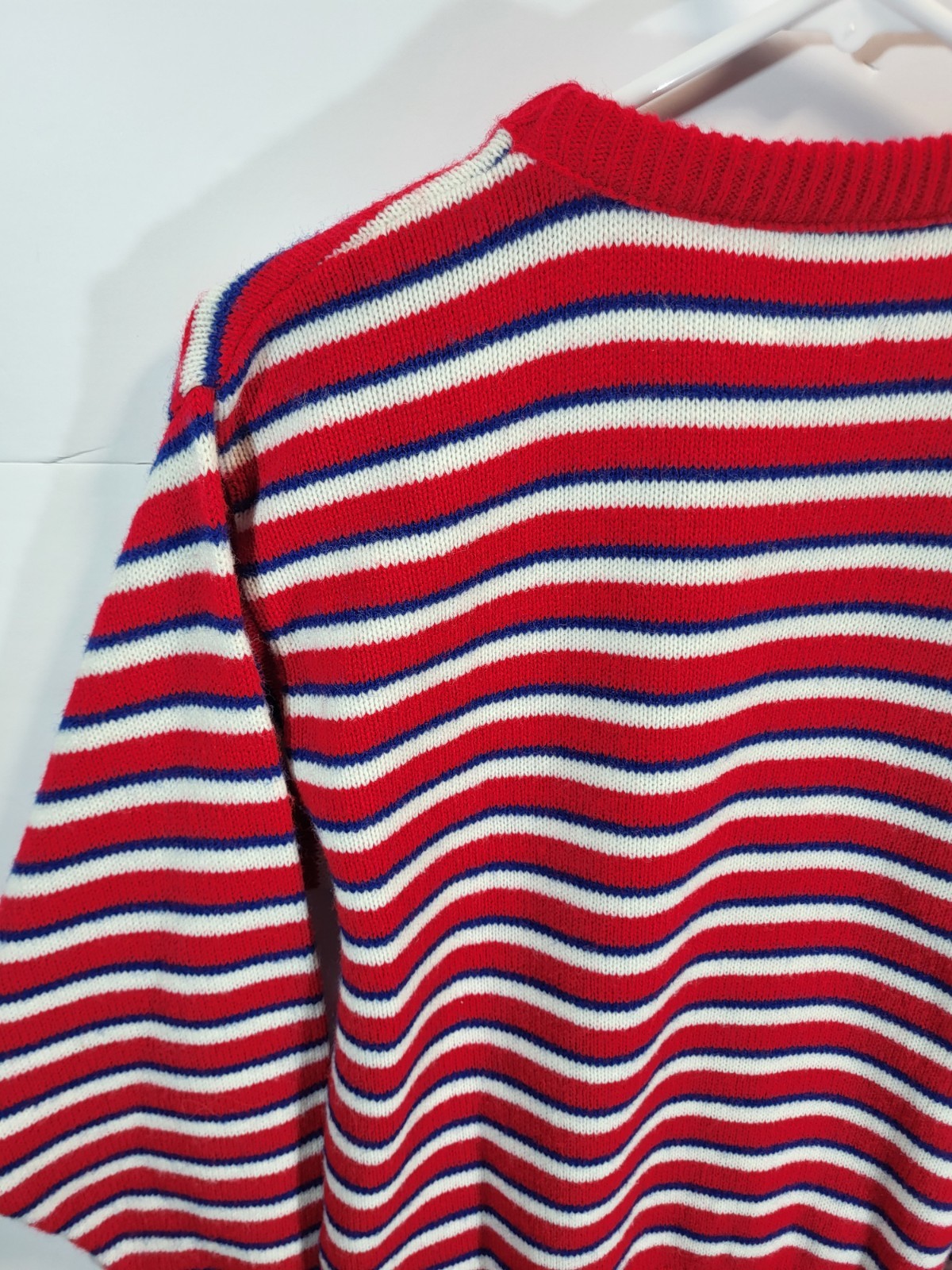 Picket & Post Sweater Women’s Small Striped Red White Blue Crew Neck Vintage 80s