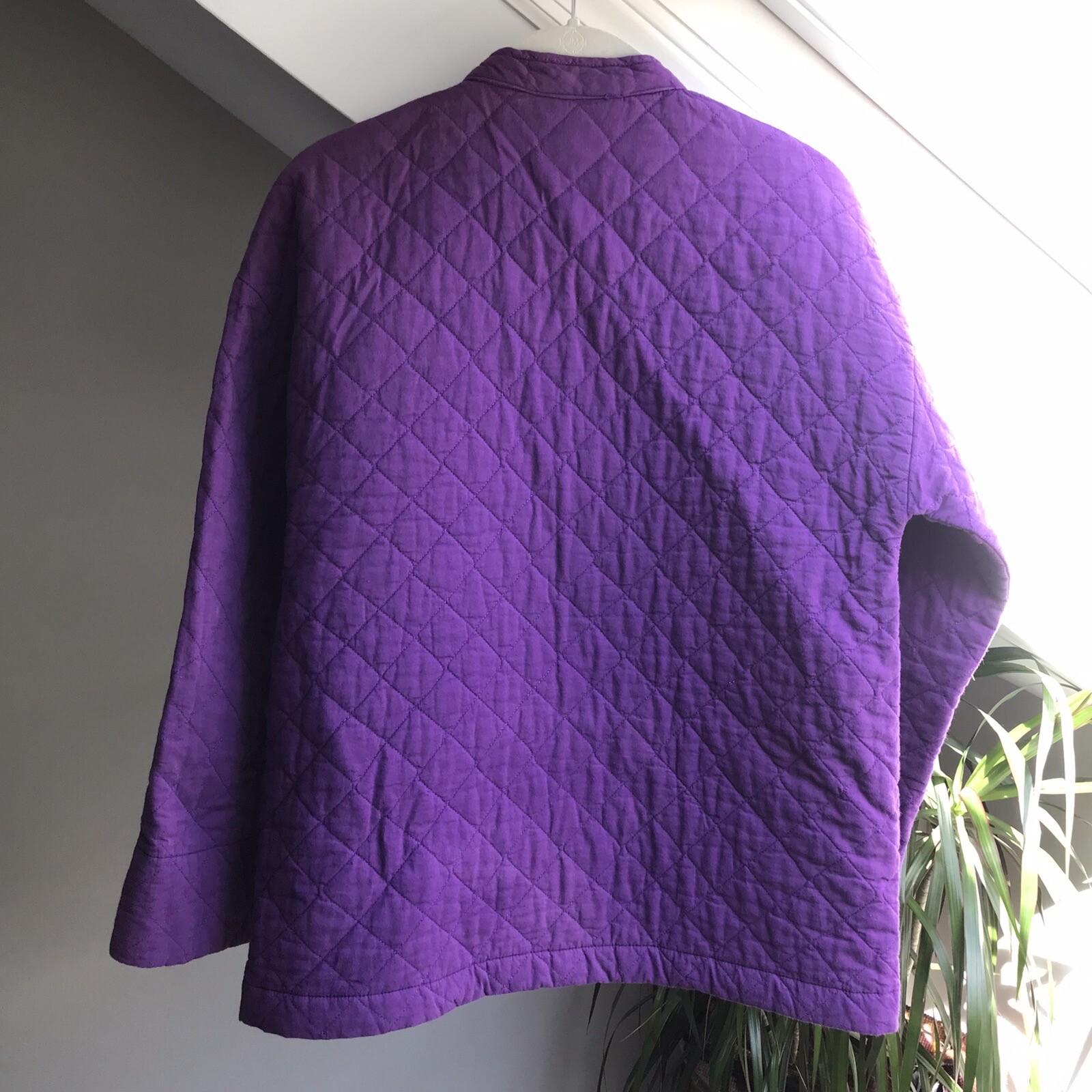 Vintage Laura Ashley Carno Wales Quilted Purple Chore Jacket Coat US 12 UK 14