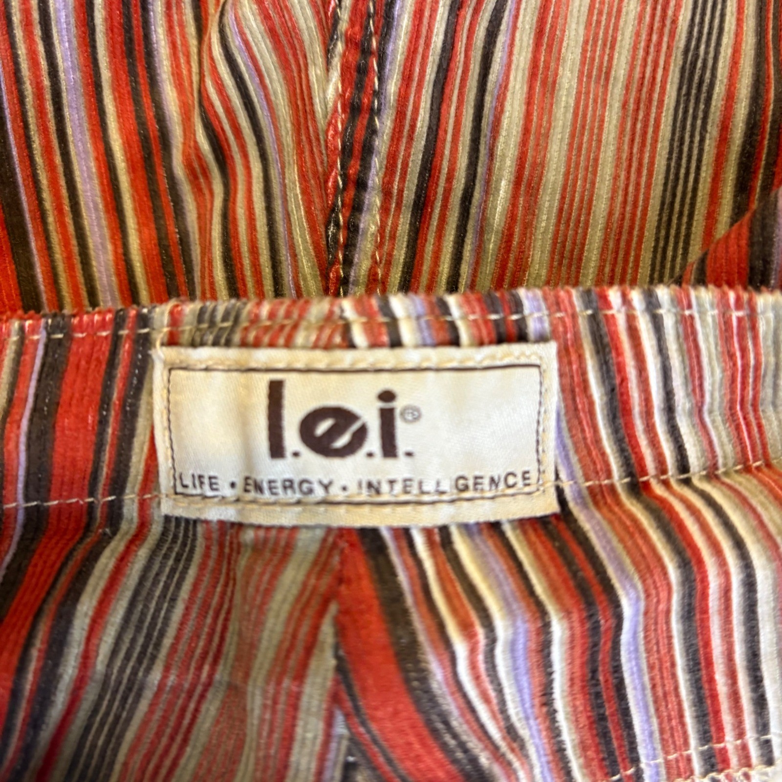 Vintage lei Corduroy Flare Pants 5 Multi Color Striped Low Rise Hippie Festival