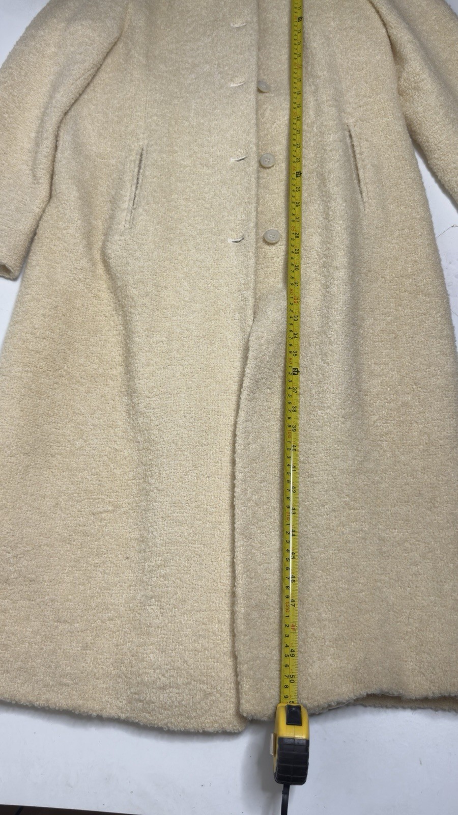 1960s Vintage Cream Wool Bouclé Coat
