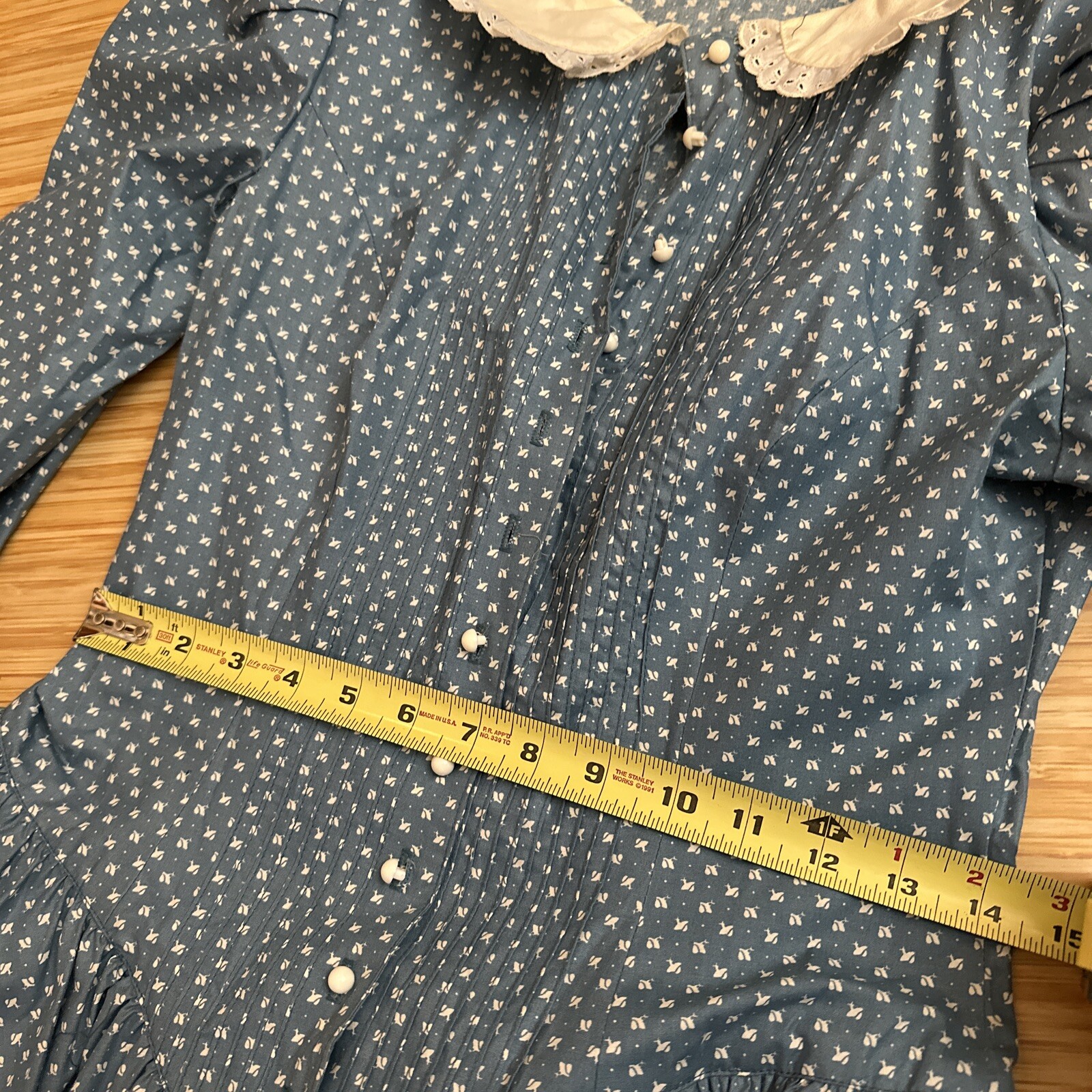 Old Vtg 1970’s s Amish Womans Dress Blue Cotton Nice 47” Long