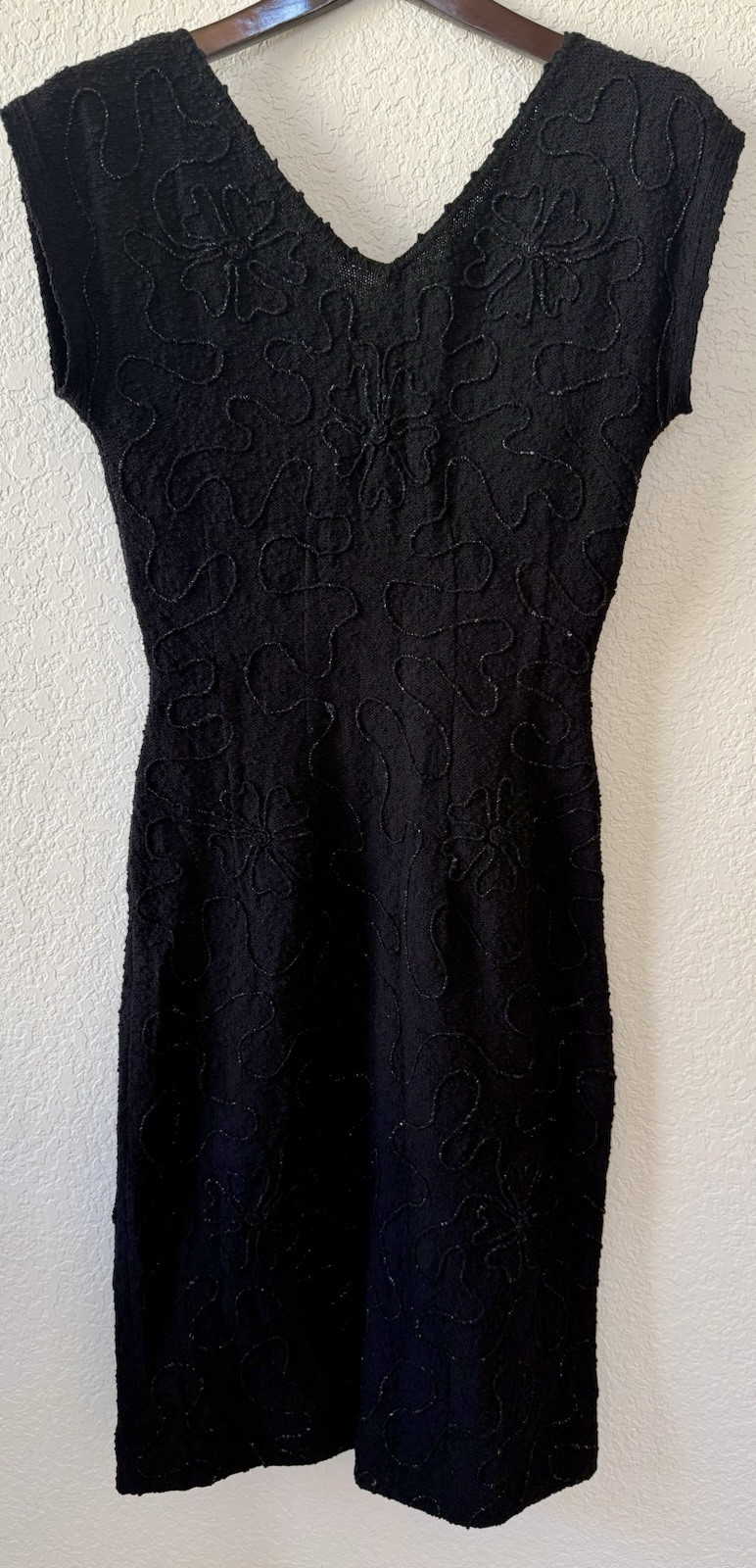VTG 40’s 50’s Snyderknit California Black Hand Loomed Wiggle Sheath Dress SZ S
