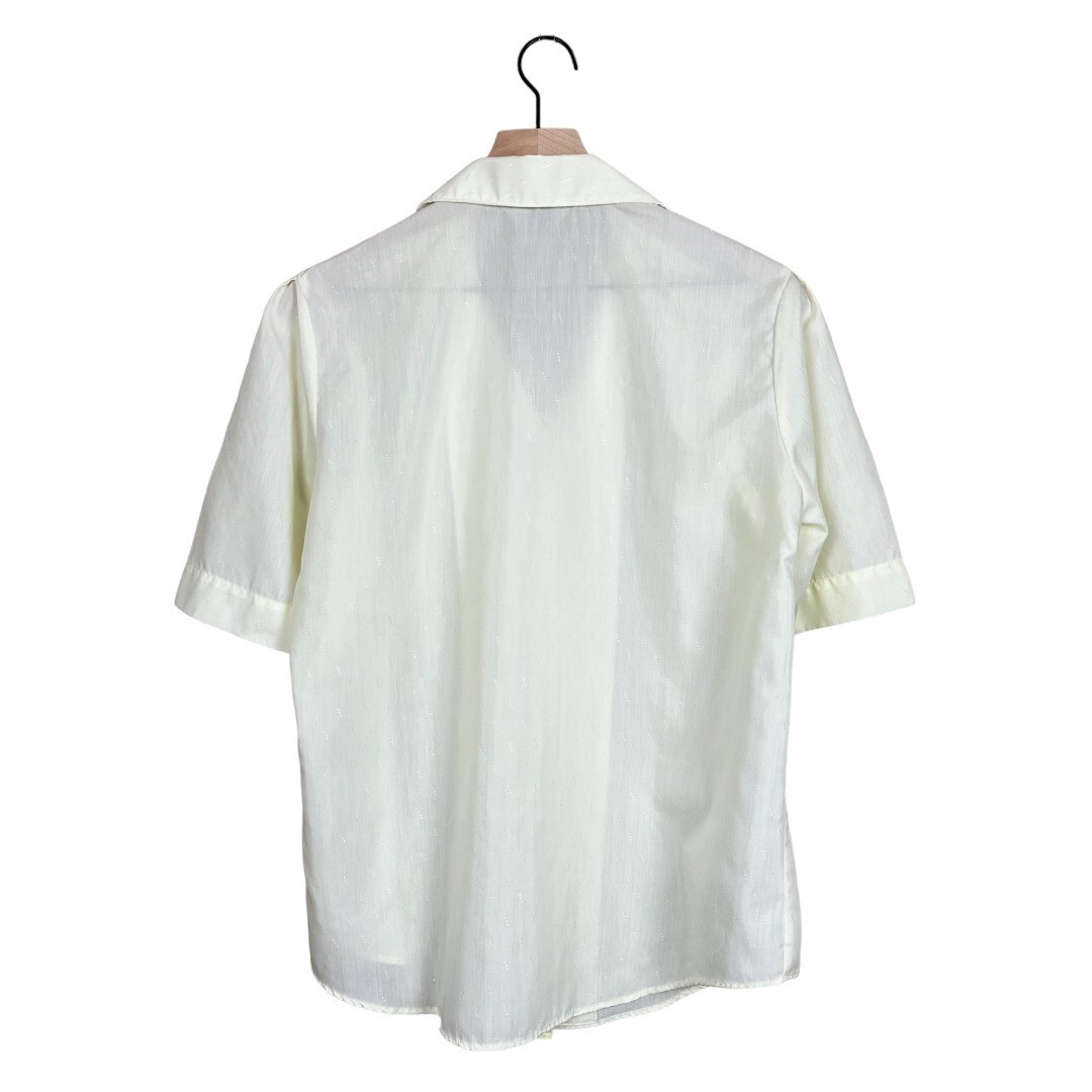 Cobble Lane Vintage 70s 80s Short Sleeve Pastel Yellow Button Down Shirt Size 16