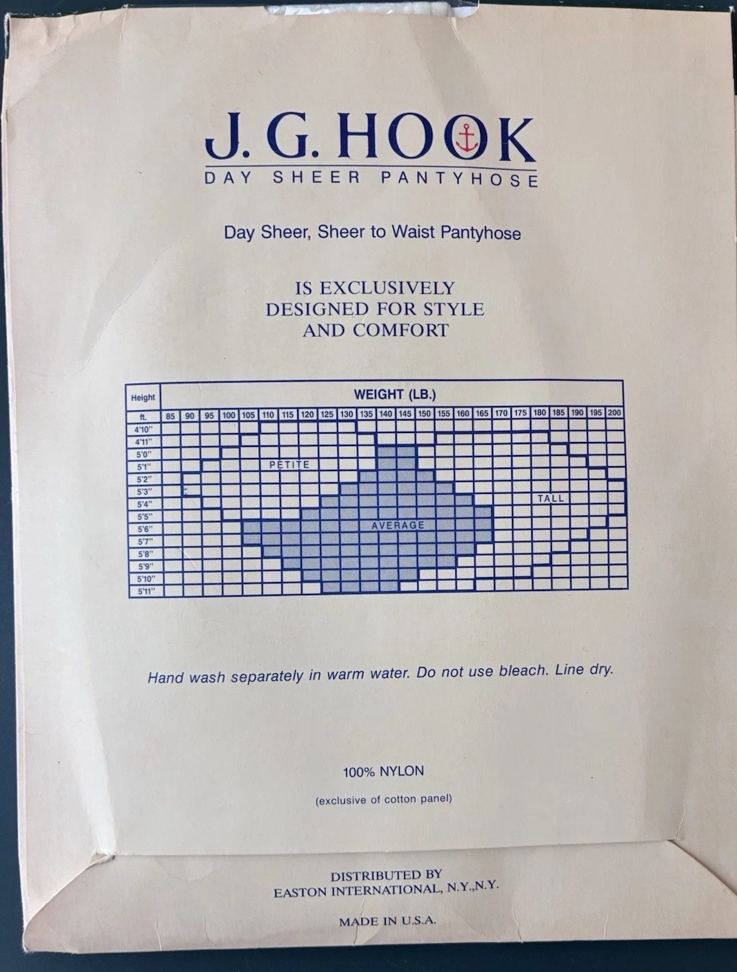Vintage J. G. Hook Day Sheer Pantyhose Petite Ivory