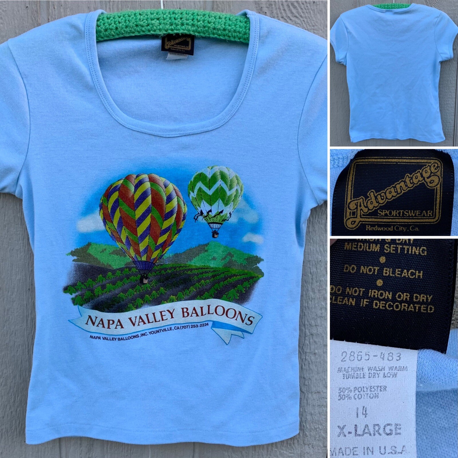vintage Napa Valley Balloons hot air balloon t shirt womans ladies Size 14 XL